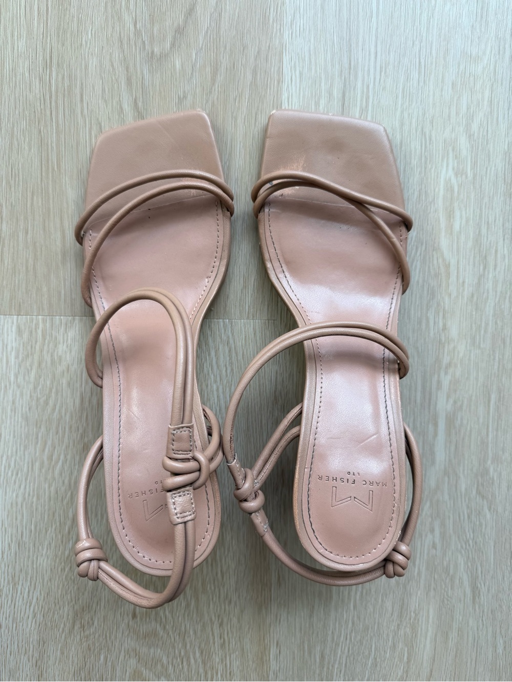Marc Fisher Blush Tan Strappy Square-Toe Sandals